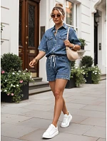 Dámská souprava s džínovou košilí a modrými šortkami FashionStreet AY1207 Dámská souprava s džínovou košilí a modrými šortkami FashionStreet AY1207
