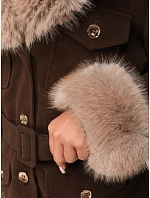 Dámská bunda s odnímatelnou kožešinou, světle hnědá, FashionStreet TY5852 Dámská bunda s odnímatelnou kožešinou, světle hnědá, FashionStreet TY5852