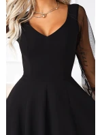 LORETTA dlouhé šaty s rukávy a výstřihem černé model 21791763 - numoco LORETTA dlouhé šaty s rukávy a výstřihem černé model 21791763 - numoco