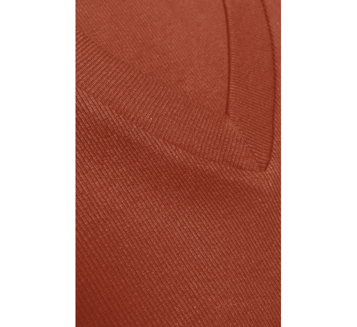 Vypasované oranžové dámské žebrované šaty (5579-20)