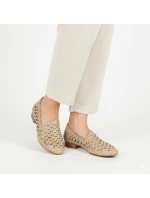Dámské kožené ažurové béžové polobotky Jezzi OL50-1