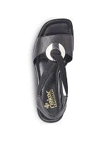 Dámské kožené sandály s pásky černé model 22050364 - Rieker Dámské kožené sandály s pásky černé model 22050364 - Rieker