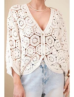 Dámský letní krajkový svetr s knoflíky a dlouhým rukávem černý Dámský letní krajkový svetr s knoflíky a dlouhým rukávem černý