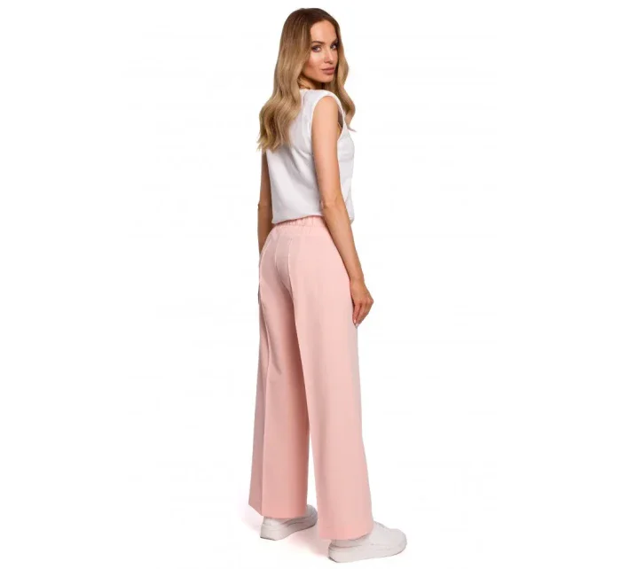 Kalhoty s rozšířenými nohavicemi model 18003322 pudrové - Moe