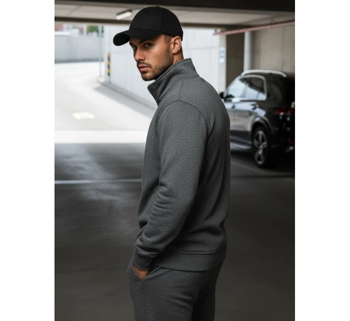 Pánská mikina na zip s kapucí antracitová model 21962253 - Dstreet