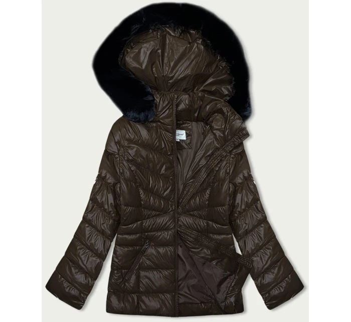 Hnědá dámská prošívaná zimní bunda (V775)