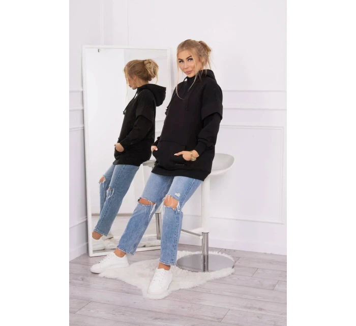 Zateplená mikina s polovičním zipem černá