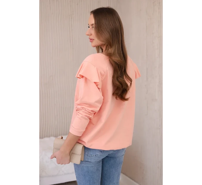 Bavlněná halenka s volánky na ramenou meruňka