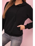 Dámská bavlněná mikina s kapucí a kapsami černá