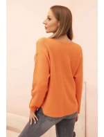 Dámský svetr z viskózy s výstřihem do V oranžový Dámský svetr z viskózy s výstřihem do V oranžový