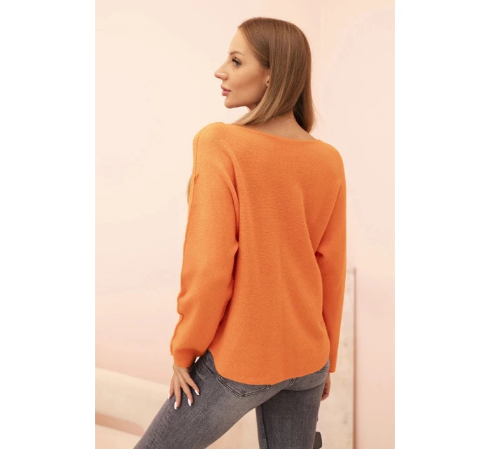 Dámský svetr z viskózy s výstřihem do V oranžový Dámský svetr z viskózy s výstřihem do V oranžový