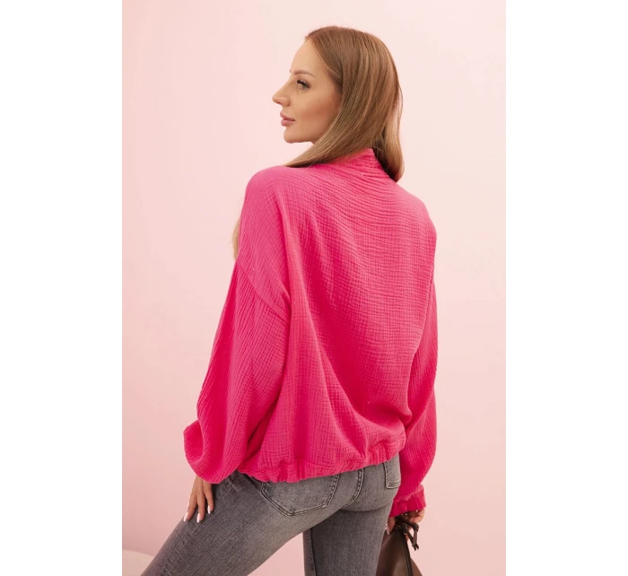 Dámská mušelínová košile s dlouhým rukávem růžová Dámská mušelínová košile s dlouhým rukávem růžová