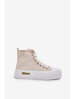 Vysoké Dámské Tenisky Na Platformě Béžové model 21689012 - Boto Vysoké Dámské Tenisky Na Platformě Béžové model 21689012 - Boto