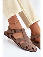 Dámské sandály Ploché z Semiše Big Star Béžové model 22064175 - Big Star Shoes Dámské sandály Ploché z Semiše Big Star Béžové model 22064175 - Big Star Shoes