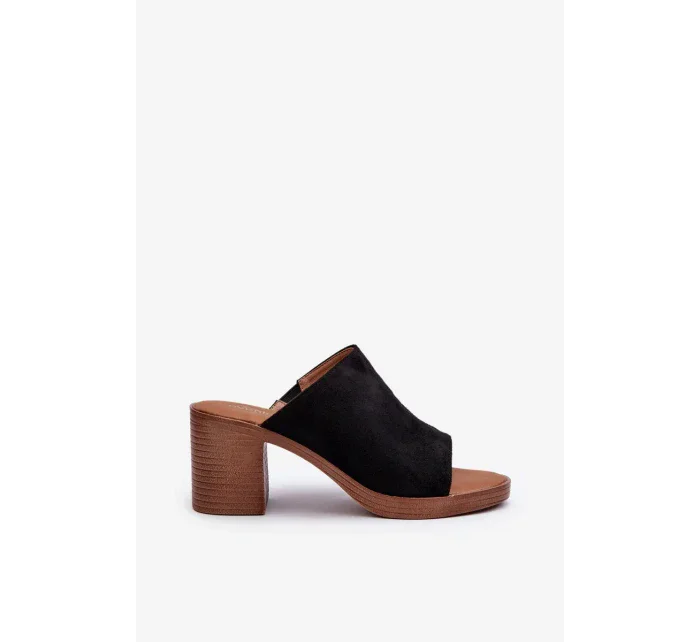 Elegantní lehké dámské pantofle na vysokém podpatku černá Varnila