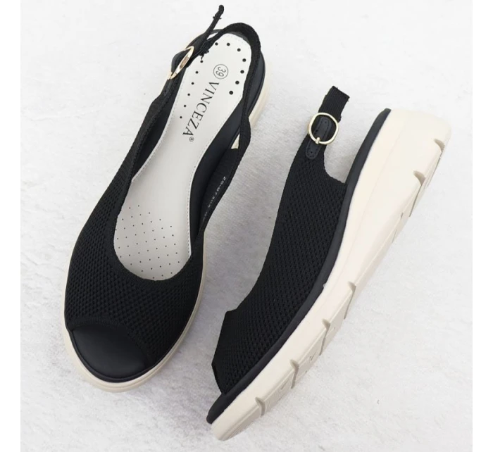 Dámské textilní sandály na platformě černé Vinceza 97303