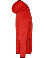 Daiber JN 589 Pánská pletená fleecová bunda s kapucí 02.0589 red melange/black Daiber JN 589 Pánská pletená fleecová bunda s kapucí 02.0589 red melange/black
