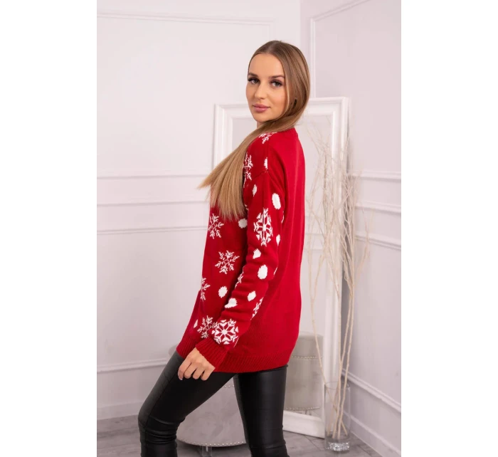 Vánoční svetr s medvídkem červený