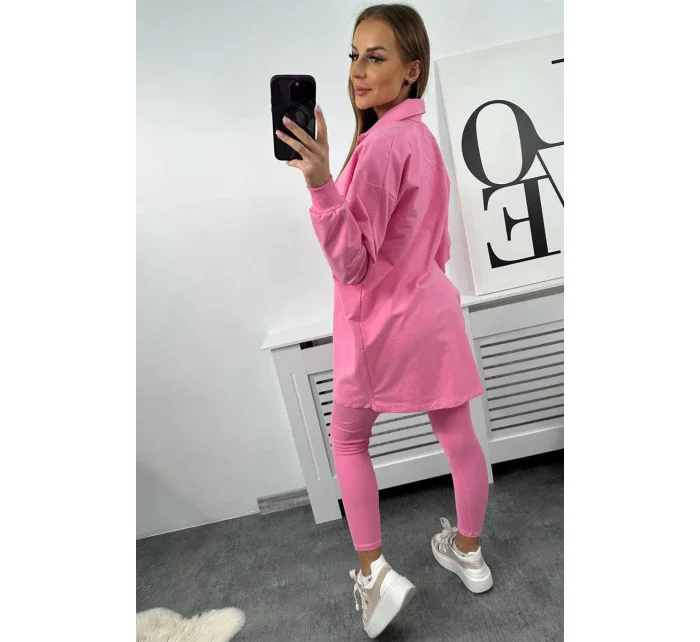 3dílný set halenka, top a legíny světle růžová