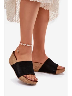 Dámské Semišové Pantofle Na Korek Korku Černé Zazoo 40311