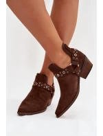 Dámské kotníkové boty s výřezy a pásky model 21919552 - Boto