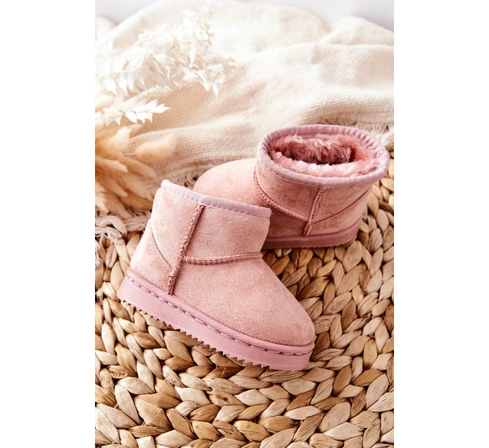 Dětské Teplé Sněhule Semišové Růžové Gooby Dětské Teplé Sněhule Semišové Růžové Gooby