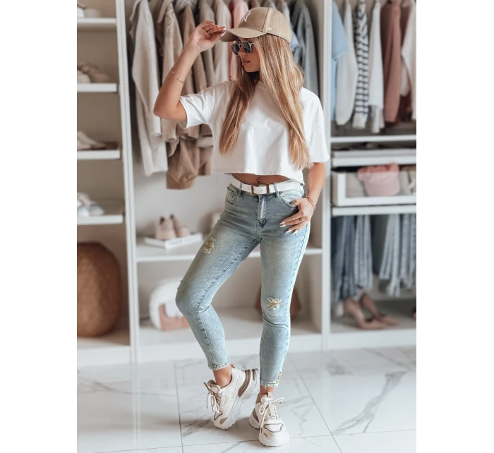 Dámské úzké džínové kalhoty s páskem modré model 21985353 - Dstreet