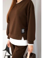 Dámský komplet s mikinou a tepláky hnědý model 21808621 - K-Fashion