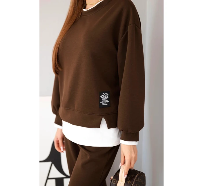 Dámský komplet s mikinou a tepláky hnědý model 21808621 - K-Fashion