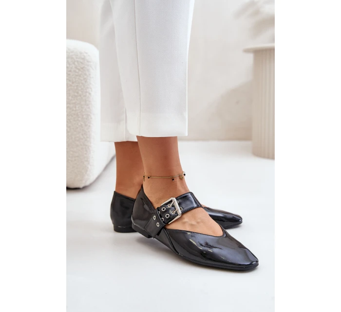 Lakované Baletky S Páskem Černé model 21670980 - Boto Lakované Baletky S Páskem Černé model 21670980 - Boto