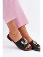 Dámské sandály na plochém podpatku s ozdobou černé model 21695688 - Boto