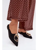 Dámské pantofle Mule s ozdobným zlatým detailem Černé Galvella Dámské pantofle Mule s ozdobným zlatým detailem Černé Galvella