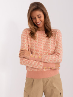 Prašně růžový a béžový dámský svetr se vzory