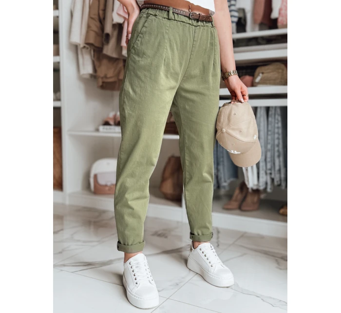 Dámské kalhoty chinos s páskem RELCIX khaki FashionStreet UY2582