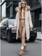 Dámská prošívaná zimní bunda s kožešinou ecru Dstreet model 21994864 - FashionStreet
