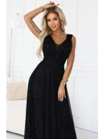 Večerní dlouhé šaty s  a hlubokým výstřihem černé model 21422851 - numoco basic
