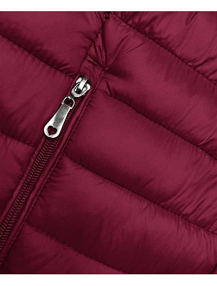Prošívaná dámská bunda ve vínové bordó barvě se stojáčkem model 20973818 - J.STYLE