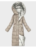 Ecru-béžová oboustranná zimní bunda v délce ke kolenům Minority (P3-6017-12+62) Ecru-béžová oboustranná zimní bunda v délce ke kolenům Minority (P3-6017-12+62)