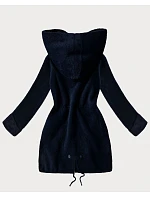 Vlněná bunda z alpaky s kapucí tmavě modrá (W214#)