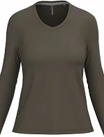Kariban K 382 Dámské tričko do V s dl. rukávem 20.K382 dark khaki