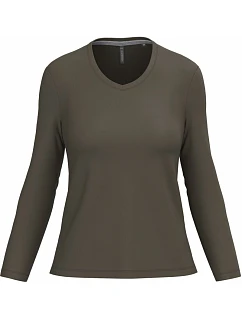 Kariban K 382 Dámské tričko do V s dl. rukávem 20.K382 dark khaki