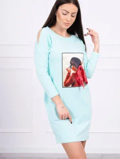 3D mátové šaty s potiskem model 18744096 a mašlí - K-Fashion