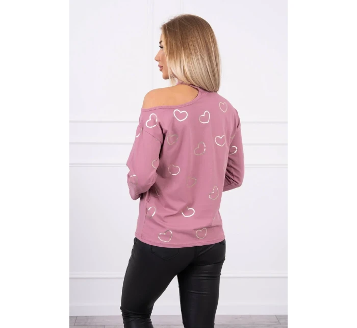 Halenka s potiskem srdce tmavě růžová