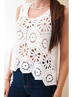 Dámská viskózová halenka bez rukávů s výstřihem do V džínová