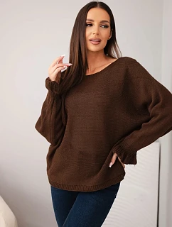 Dámský svetr z s rukávy a výstřihem na zádech model 22366892 - K-Fashion