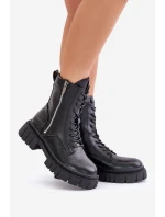 Zateplené boty workerky dámské z eko kůže Big Star MM274578 Černé Zateplené boty workerky dámské z eko kůže Big Star MM274578 Černé