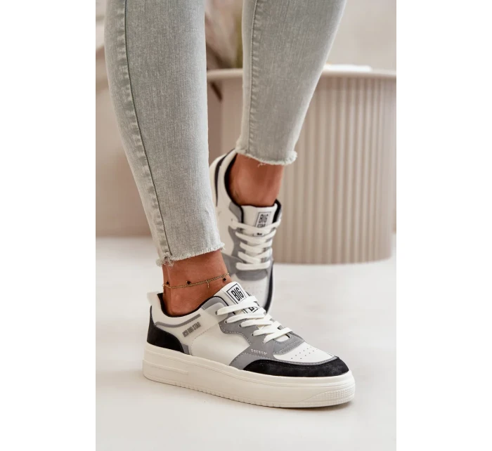 Dámské Nízké Tenisky Z Eko Kůže Big Star Bílo-Šedé Dámské Nízké Tenisky Z Eko Kůže Big Star Bílo-Šedé