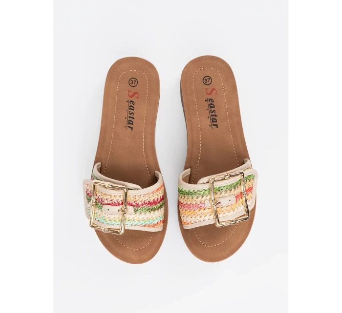 Luxusní vícebarevné dámské  nazouváky platforma