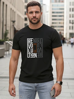 Tshirt męski z nadrukiem czarny model 22185605 - FashionStreet