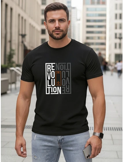 Tshirt męski z nadrukiem czarny model 22185605 - FashionStreet Tshirt męski z nadrukiem czarny model 22185605 - FashionStreet